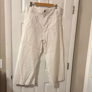Anthropologie Maeve Cream Wide-Leg Collette Pants